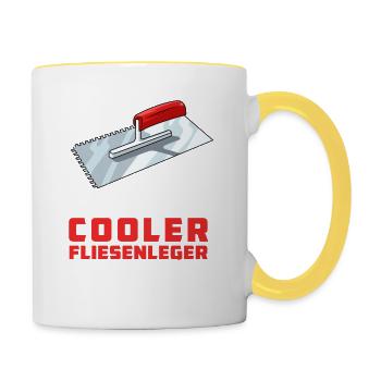 Fliesenlegen Für Fliesenleger Handwerker Lustiger - Tasse zweifarbig - Weiß/Gelb - Rechts