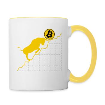 Krypto Für Bitcoin-Trader Blockchain Bitcoin - Tasse zweifarbig - Weiß/Gelb - Rechts