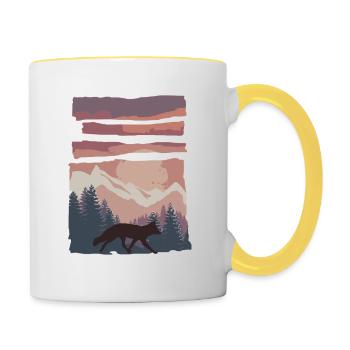 Fuchs Waldtier Geschenk - Tasse zweifarbig - Weiß/Gelb - Rechts