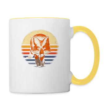 Fox Forest Animal Gift Retro - Contrasting Mug - white/yellow - Right