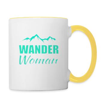 Wander Woman Wandern - Tasse zweifarbig - Weiß/Gelb - Rechts