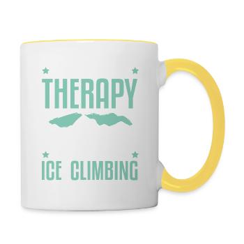 Therapie berge Eisklettern - Tasse zweifarbig - Weiß/Gelb - Rechts