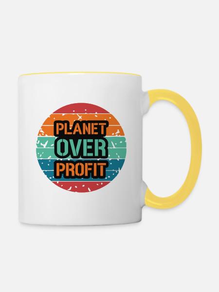 Nachhaltigkeit - Tasse zweifarbig - Weiß/Gelb