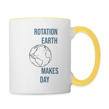 The Rotation Of The Earth Really Makes My Day Erde - Tasse zweifarbig - Weiß/Gelb - Rechts