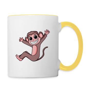 Singe - Mug contrasté - blanc/jaune - Droite