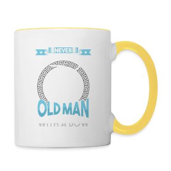 Archer grand-père tir à l’arc avec flèche et arc - Mug contrasté - blanc/jaune - Droite