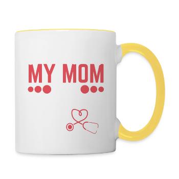 Don't worry my Mom is a Nurse - Contrasting Mug - white/yellow - Right