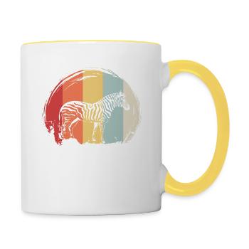 Zebra Tiermotiv Retro Vintage - Tasse zweifarbig - Weiß/Gelb - Rechts