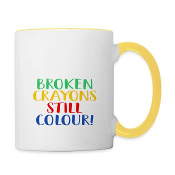 Broken Crayon Still Color Mentale Santé - Mug contrasté - blanc/jaune - Droite