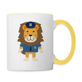 Police Lion - Contrasting Mug - white/yellow - Right