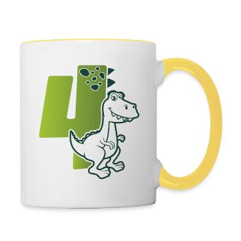 4. Children's Birthday Dinosaur - Contrasting Mug - white/yellow - Right