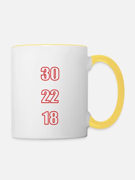 Ich bin 30. Lustiger Spruch 30. Geburtstag 30 Jahr - Tasse zweifarbig - Weiß/Gelb