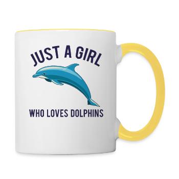 Delfin Delphin Dolphin Wal Cooler Spruch Geschenk - Tasse zweifarbig - Weiß/Gelb - Rechts