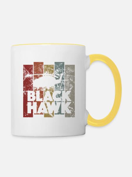 Vintage Hubschrauber Black Hawk Pilot - Retro - Tasse zweifarbig - Weiß/Gelb