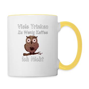 Lustige Freche Sprüche Kaffee Trinker - Tasse zweifarbig - Weiß/Gelb - Rechts