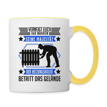 Heizungsbauer Majestät Heizungsbau Heizungen - Tasse zweifarbig - Weiß/Gelb - Rechts