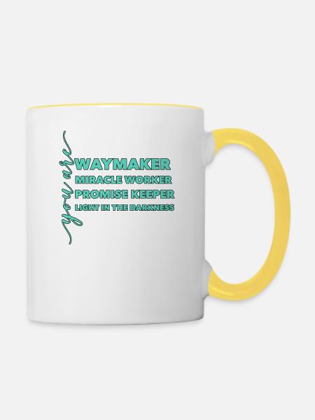 Waymaker Miracle Worker Promise Keeper Light Jesus - Contrasting Mug - white/yellow