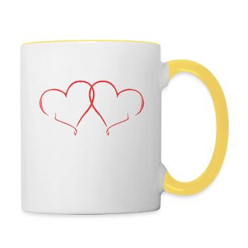 Zusammen Schaffen Wir Alles Verliebte - Tasse zweifarbig - Weiß/Gelb - Rechts