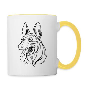 Belgian Malinios Sport Schäferhund Design - Tasse zweifarbig - Weiß/Gelb - Rechts