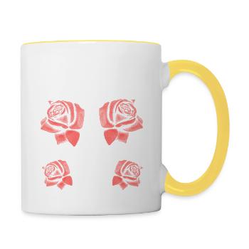 Microphone, Rose, Musique, Singing, Vinyle, Soul - Mug contrasté - blanc/jaune - Droite