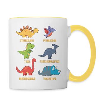 Types Of Dinosaurs Dino Identification - Cute - Contrasting Mug - white/yellow - Right