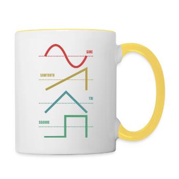 Vintage Analog Synthesizer Techno Waveform - Synth - Tasse zweifarbig - Weiß/Gelb - Rechts