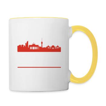 DDR Ostdeutschland Brandenburg lustige Ossi Berlin - Tasse zweifarbig - Weiß/Gelb - Rechts