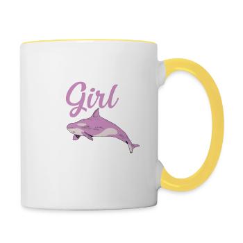ORCAS Just a Girl who loves Orcas - Tasse zweifarbig - Weiß/Gelb - Rechts