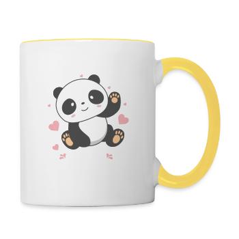 Life Is Better With A Panda Cute Panda Bear Classi - Contrasting Mug - white/yellow - Right
