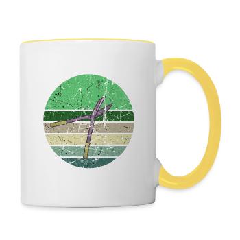 Gartenarbeit Heckenschere Retro - Tasse zweifarbig - Weiß/Gelb - Rechts