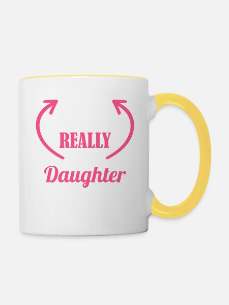 Wirklich coole Tochter - Tasse zweifarbig - Weiß/Gelb