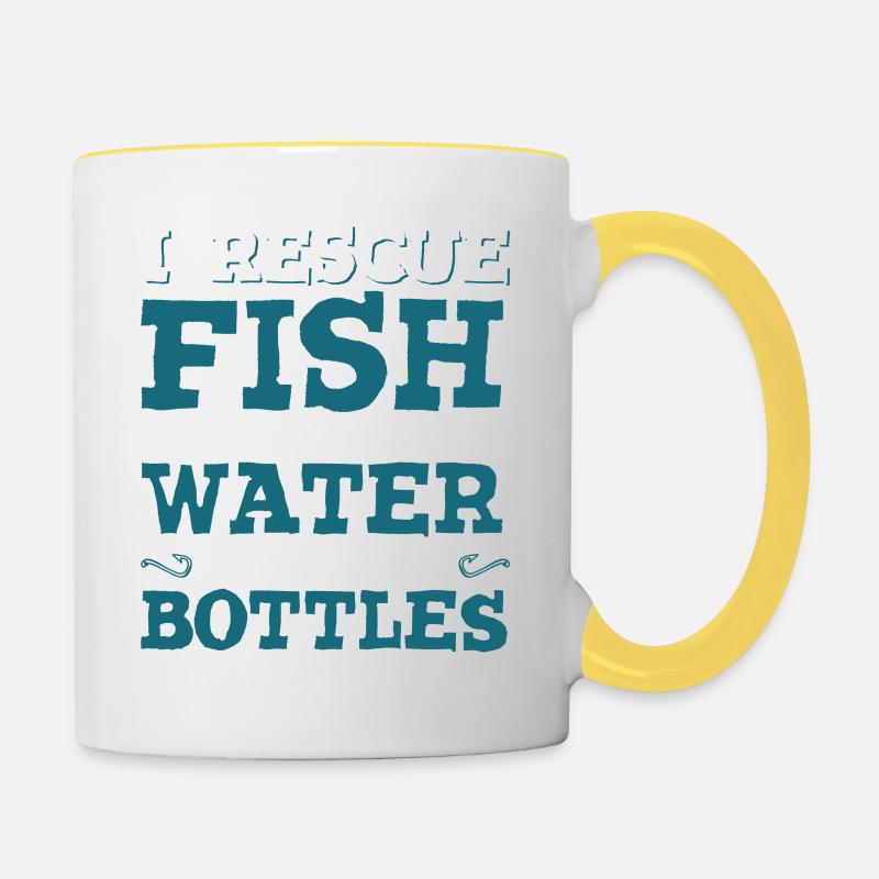pêche pêche pêche - Mug contrasté - blanc/jaune