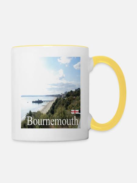 Bournemouth, England - Tasse zweifarbig - Weiß/Gelb
