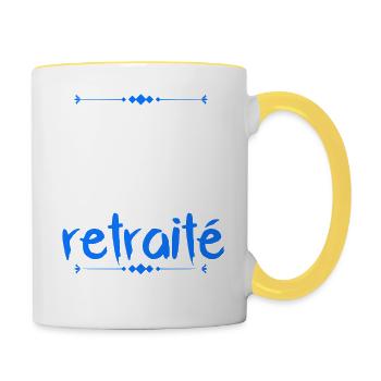 Libéré délivré retraité je ne travaillerai jamais - Mug contrasté - blanc/jaune - Droite