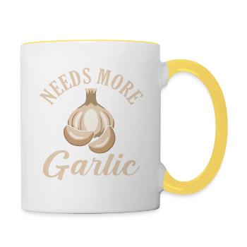 Garlic Vampire Fun Pun Needs More - Contrasting Mug - white/yellow - Right