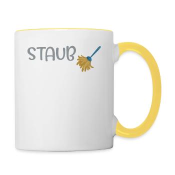 Staubflüsterer Reinigungskraft Putzkräfte Putzen - Tasse zweifarbig - Weiß/Gelb - Rechts