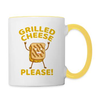 Gegrillter Käse Bitte - Tasse zweifarbig - Weiß/Gelb - Rechts