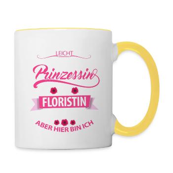 Frauen & Damen Prinzessin Floristin Blumenladen - Tasse zweifarbig - Weiß/Gelb - Rechts