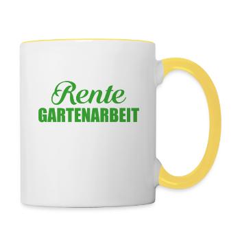Rente Garten - Pension Ruhestand - Tasse zweifarbig - Weiß/Gelb - Rechts