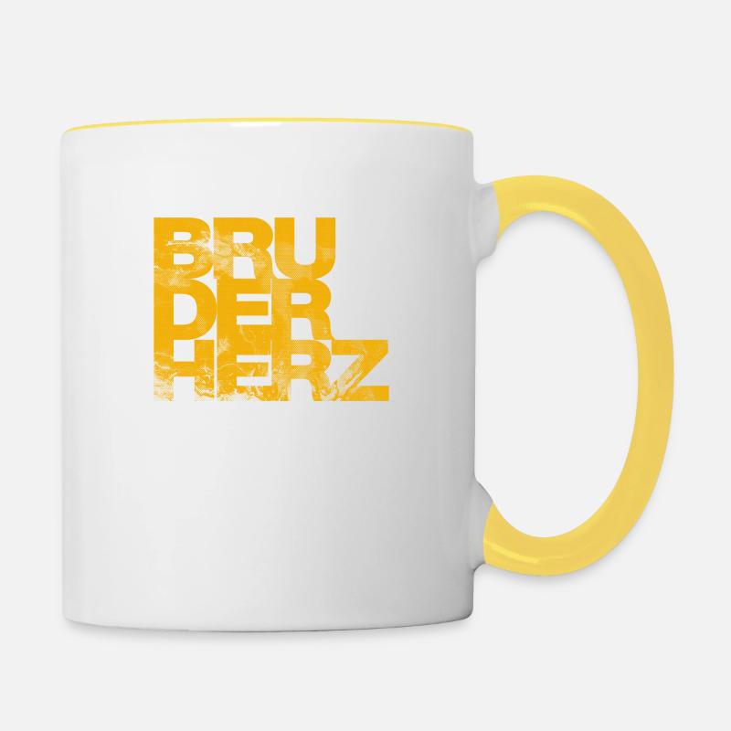 Bruderherz Bester Bruder der Welt Geschenkidee - Tasse zweifarbig - Weiß/Gelb
