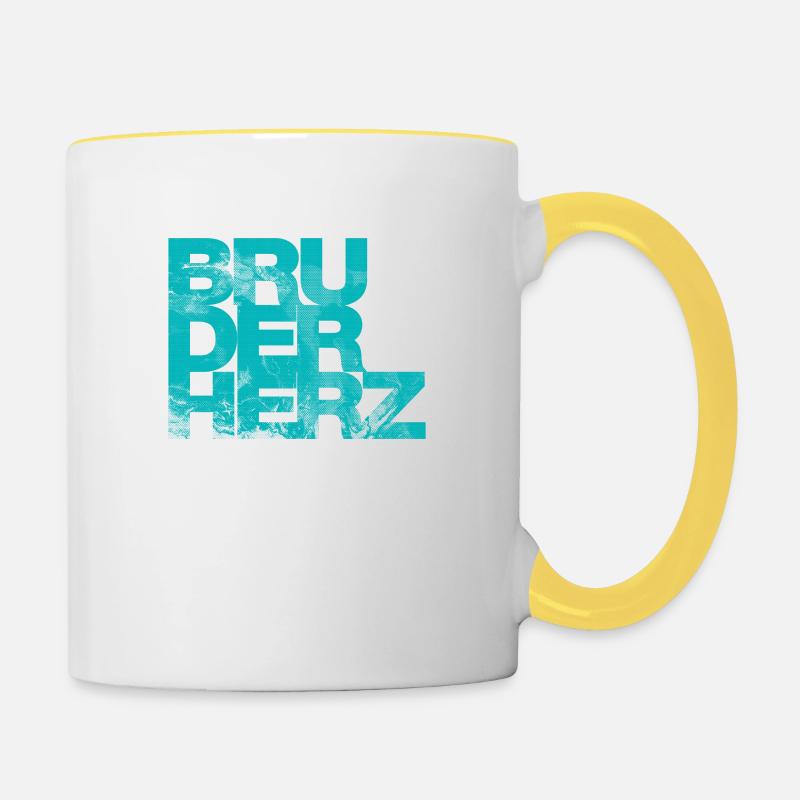 Bruderherz Bester Bruder der Welt Geschenkidee - Tasse zweifarbig - Weiß/Gelb