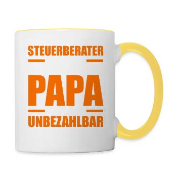 Steuerberater Papa Vatertag - Tasse zweifarbig - Weiß/Gelb - Rechts