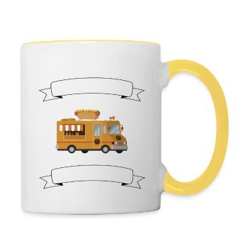 Mit dem Auto beeindrucken Foodtruck - Tasse zweifarbig - Weiß/Gelb - Rechts
