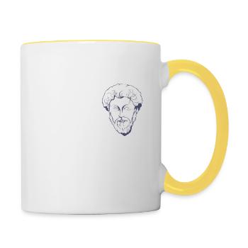 Marcus Aurelius Zitat Philosophie Philosoph Stoic - Tasse zweifarbig - Weiß/Gelb - Rechts