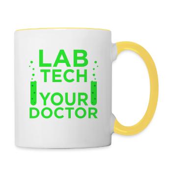 Labortechniker Ohne Mich Ratet Doktor Labor Pun - Tasse zweifarbig - Weiß/Gelb - Rechts