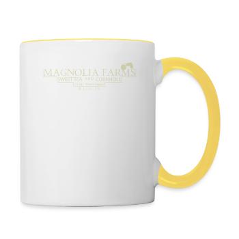 Magnolia Farms Silos Texas Waco cadeau - Mug contrasté - blanc/jaune - Droite