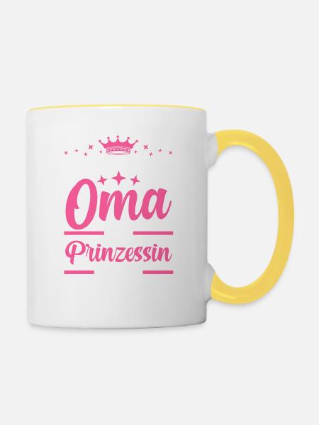 Oma Prinzessin - Tasse zweifarbig - Weiß/Gelb