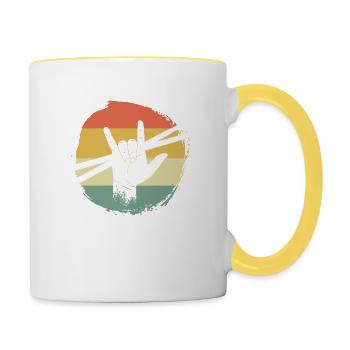 Pilons vintage - Mug contrasté - blanc/jaune - Droite