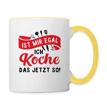 Funny hobby chef saying, cooking gift - Contrasting Mug - white/yellow - Right
