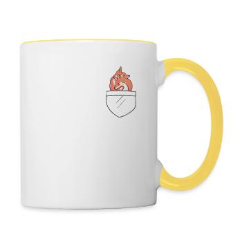 Fuchs in Tasche - Fuchs-Fan-Art Fuchsliebhaber - - Tasse zweifarbig - Weiß/Gelb - Rechts